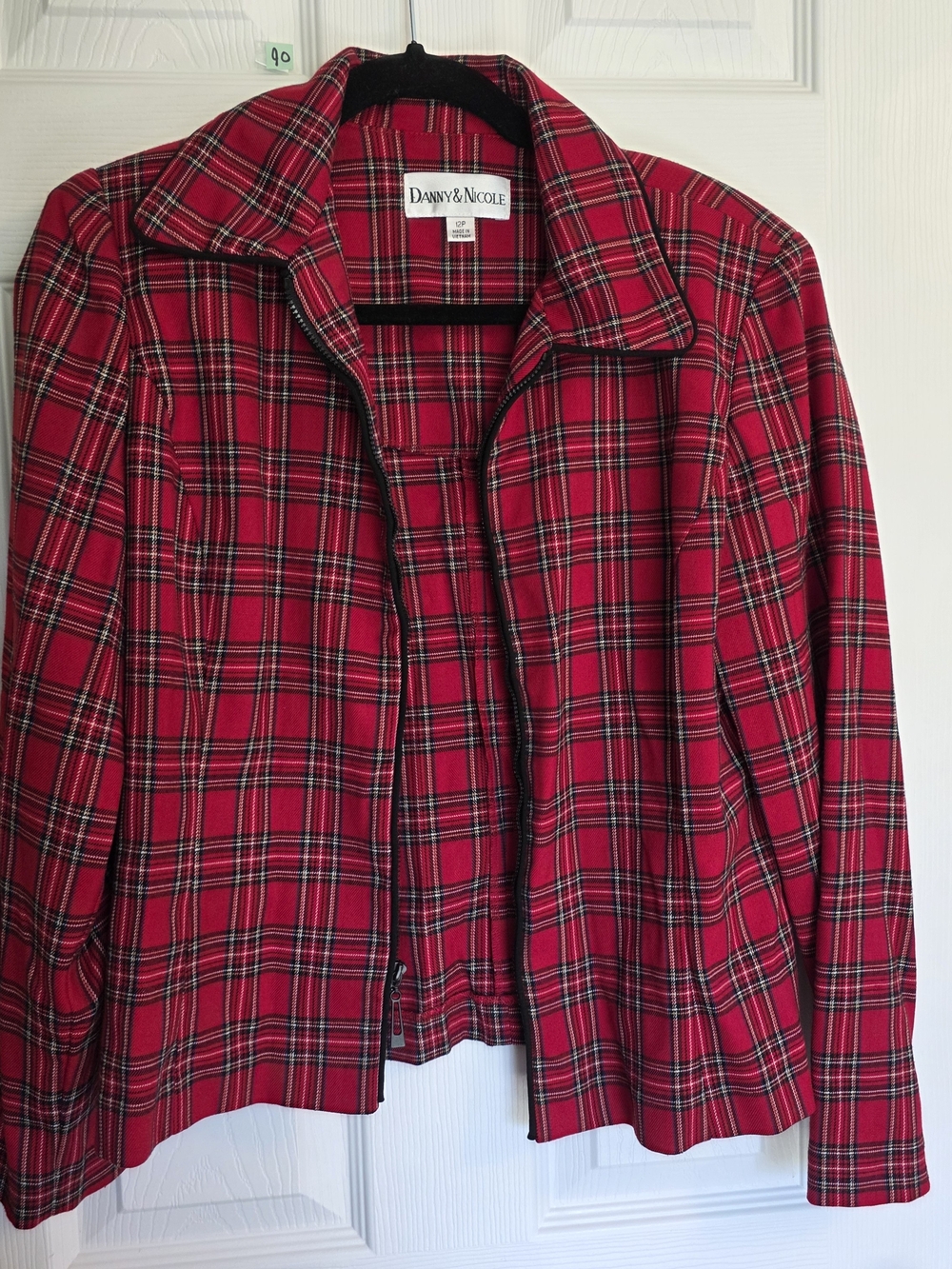 Danny & Nicole Red Plaid Zip-Front Women's Jacket